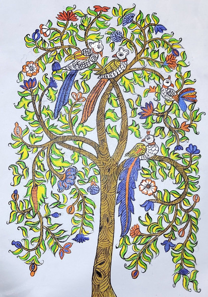The Fortune - Tree of life (ART_8143_58527) - Handpainted Art Painting - 18in X 30in