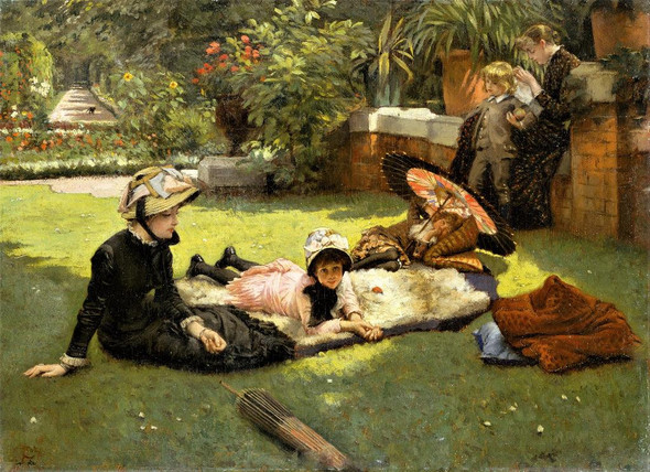 In Full Sunlight (En Plein Soleil) ( 1881) By James Tissot (PRT_9347) - Canvas Art Print - 22in X 16in