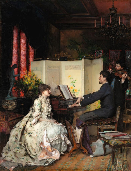 The Duet (1883) By Pascal Adolphe Jean Dagnan Bouveret (PRT_9365) - Canvas Art Print - 22in X 28in