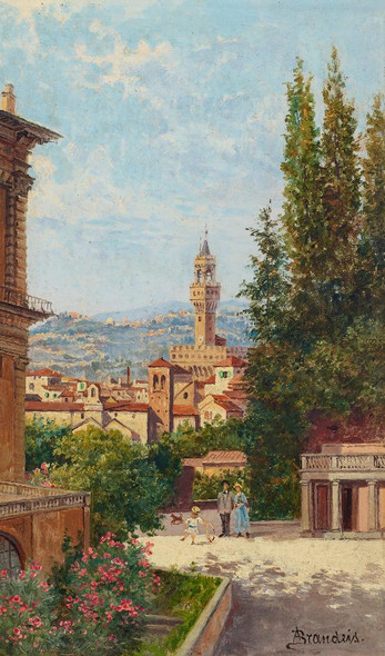 View Of The Palazzo Vecchio From The Boboli Gardens, Florence By Antonietta Brandeis (PRT_9408) - Canvas Art Print - 13in X 21in