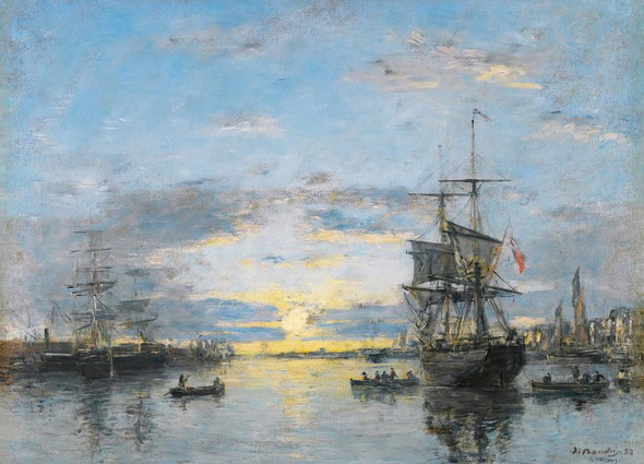 Le Havre. The Fore-port Au Soleil Couchant (1882) By Eug√®ne Boudin (PRT_9394) - Canvas Art Print - 21in X 15in