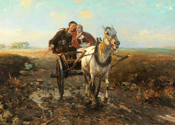 The Polish Wedding Ride By Alfred Von Wierusz Kowalski (PRT_9404) - Canvas Art Print - 26in X 19in