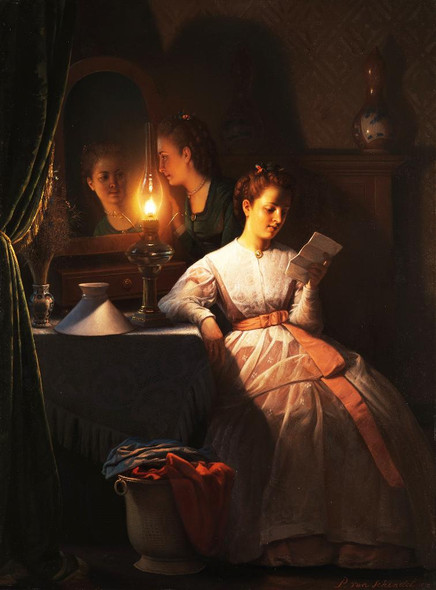 The Love Letter (ca 1870) By Petrus Van Schendel (PRT_9426) - Canvas Art Print - 27in X 37in