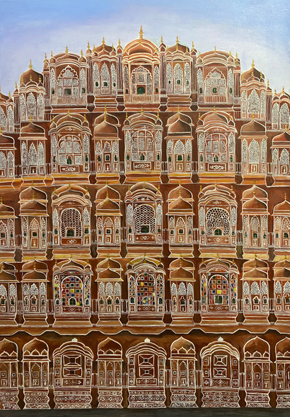 Hawa mahal painting  (ART_8194_58919) - Handpainted Art Painting - 28in X 40in