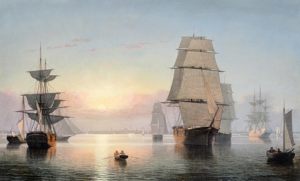 Boston Harbor, Sunset (1850) By Fitz Henry Lane (PRT_9490) - Canvas Art Print - 35in X 21in