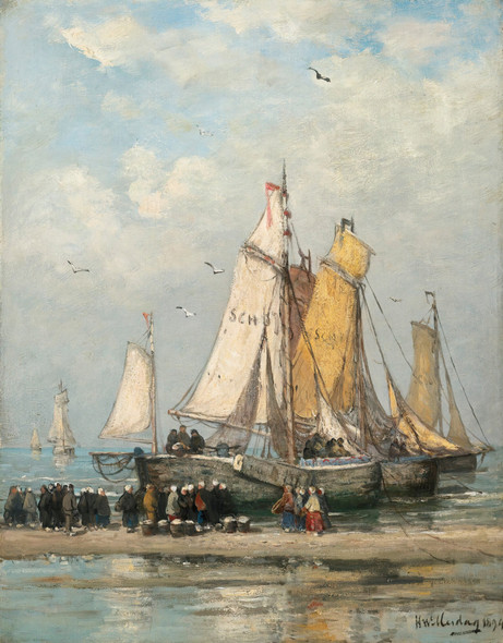 The Return Of The Fishing Fleet On Scheveningen Beach (1894) By Hendrik Willem Mesdag (PRT_9516) - Canvas Art Print - 20in X 25in