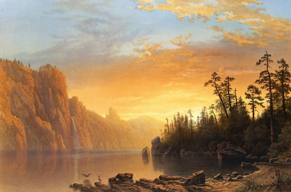 Sunset In California (1861) By Albert Bierstadt (PRT_9508) - Canvas Art Print - 26in X 17in