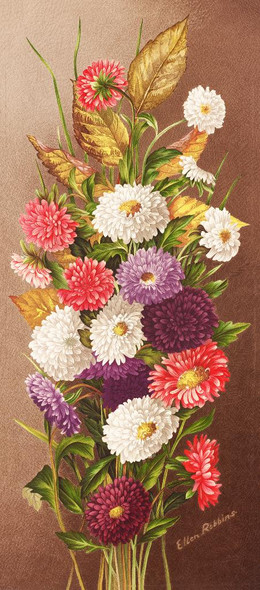 Asters (1878) By Ellen Robbins (PRT_9523) - Canvas Art Print - 14in X 31in
