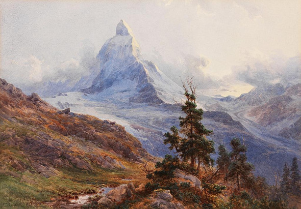 View Of The Matterhorn (1888) By Edward Theodore Compton (PRT_9575) - Canvas Art Print - 23in X 16in