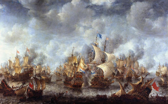 The Battle Of Terheide (1653) By Jan Abrahamsz Beerstraaten (PRT_9572) - Canvas Art Print - 33in X 21in