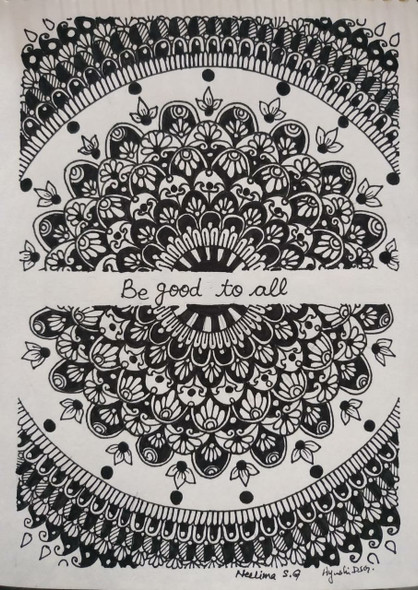 Be Good To All - Quote Mandala Art with a positive note (ART_8016_59173) - Handpainted Art Painting - 5in X 8in