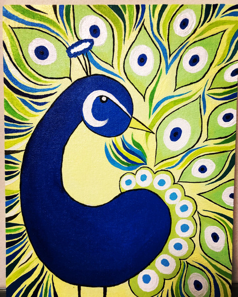 Peacock (ART_8199_58966) - Handpainted Art Painting - 9in X 12in