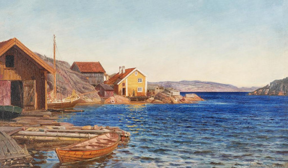 Formiddag I Ny-Hellesund (1891) By Amaldus Nielsen  (PRT_9601) - Canvas Art Print - 19in X 11in