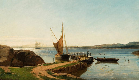 Hvalerbrygge (1874) By Amaldus Nielsen (PRT_9614) - Canvas Art Print - 19in X 11in