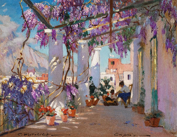 Veranda In Capri By Constantin Westchiloff (PRT_9630) - Canvas Art Print - 23in X 18in