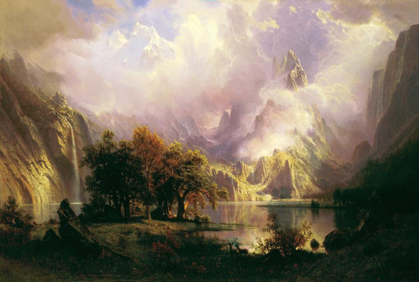 Rocky Mountain Landscape By Albert Bierstadt (PRT_9662) - Canvas Art Print - 34in X 23in