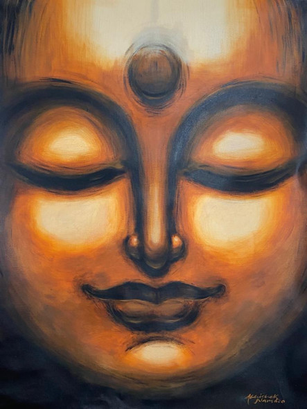 Buddha (ART_3512_59545) - Handpainted Art Painting - 34in X 48in
