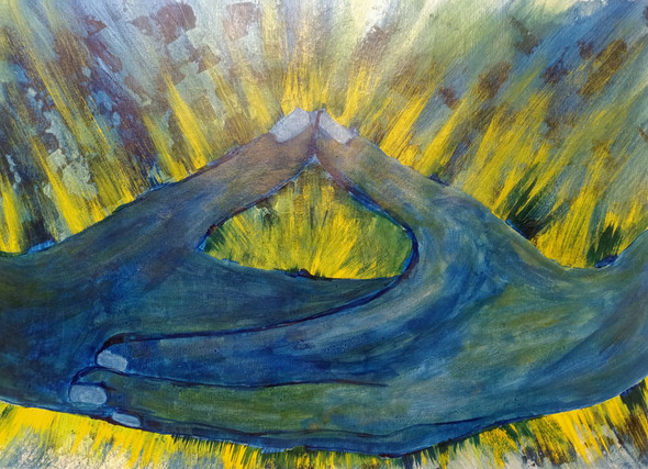 DHYANA MUDRA (ART_5398_59534) - Handpainted Art Painting - 12in X 16in