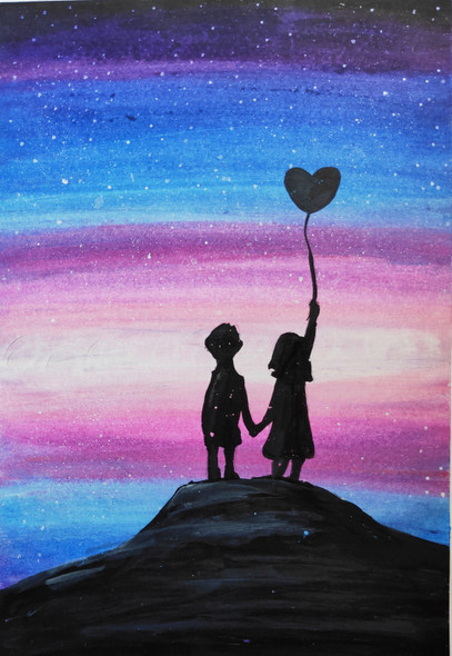 The eternal love (ART_3984_59506) - Handpainted Art Painting - 17in X 12in