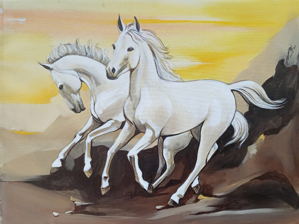 Running horses (PRT_7699_59373) - Canvas Art Print - 30in X 20in