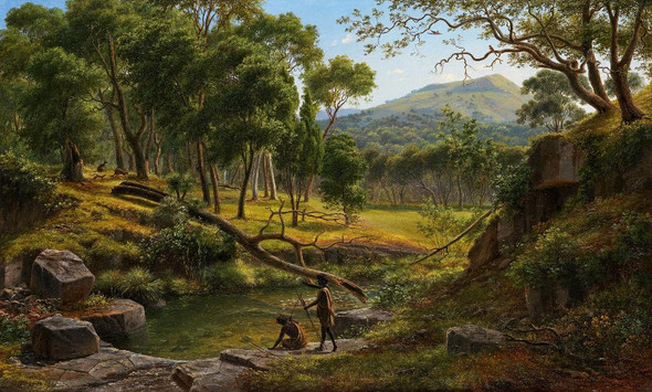 Warrenheip Hills Near Ballarat By Eug√®ne Von Gu√©rard (PRT_9929) - Canvas Art Print - 37in X 22in