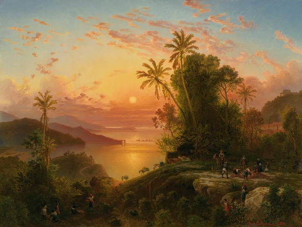 Costa De La Guaira A La Caida Del Sol (1874) By Ferdinand Bellermann (PRT_9932) - Canvas Art Print - 26in X 19in