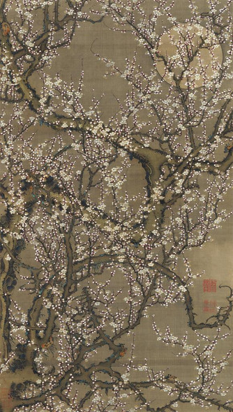 White Plum Blossoms And Moon (1755) By Ito Jakuchu (PRT_9945) - Canvas Art Print - 13in X 23in