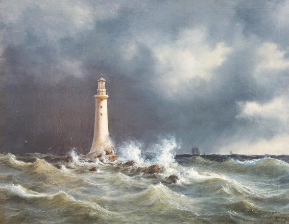 Eddystone Lighthouse (1846) By Anton Melbye (PRT_9909) - Canvas Art Print - 26in X 20in