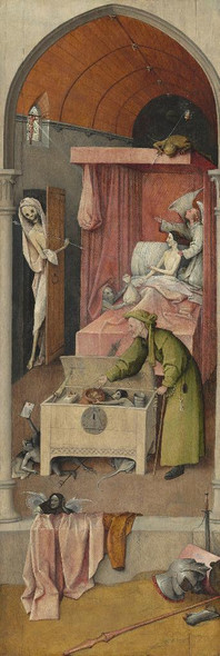 Death And The Miser (1485) By Hieronymus Bosch (PRT_9974) - Canvas Art Print - 10in X 29in