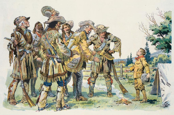 A New Scout On The Old Trail (1912) By Will Crawford (PRT_10009) - Canvas Art Print - 37in X 25in