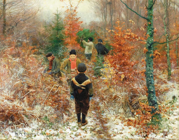 Juletr√¶sf√¶ldning (1885) By Hans Andersen Brendekilde (PRT_10037) - Canvas Art Print - 19in X 15in