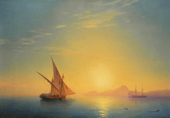 Sunset Over Ischia (1857) By Ivan Konstantinovich Aivazovsky (PRT_10048) - Canvas Art Print - 23in X 16in