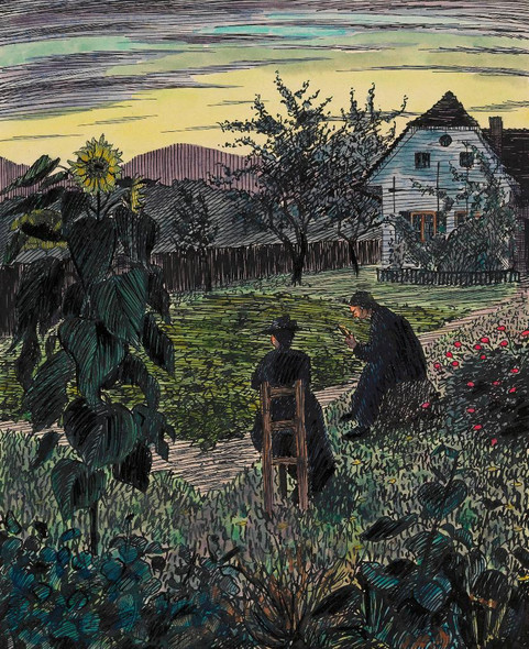 Abend Im Garten (around 1925) By Karl Wiener  (PRT_10085) - Canvas Art Print - 21in X 26in