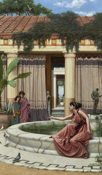 Innocent Amusements (1891) By John William Godward (PRT_10107) - Canvas Art Print - 14in X 24in