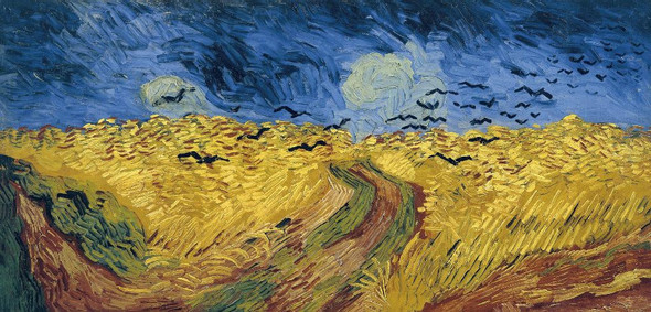 Wheatfield With Crows (1890) By Vincent Van Gogh (PRT_10197) - Canvas Art Print - 28in X 13in