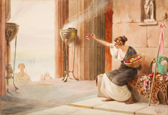 Vendeuse De Fleurs Au Parth√©non By Theodoros Ralli (PRT_10164) - Canvas Art Print - 23in X 16in