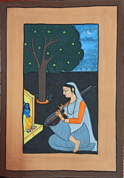 Meera- lover of Krishna  (ART_8259_59852) - Handpainted Art Painting - 8in X 11in