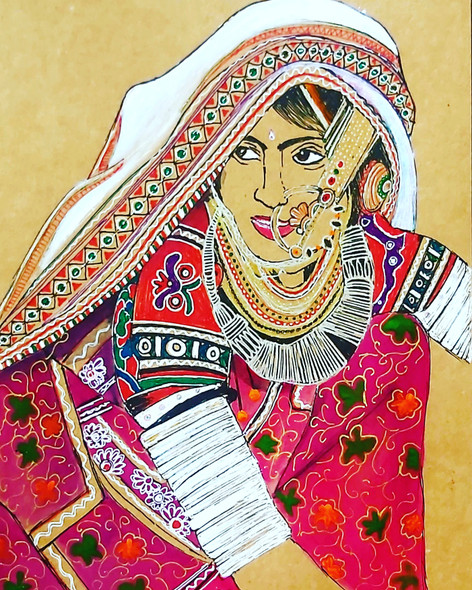 Buy Toli Handmade Painting by KUSUM SINGH. Code:ART_7478_48642 - Paintings  for Sale online in India.