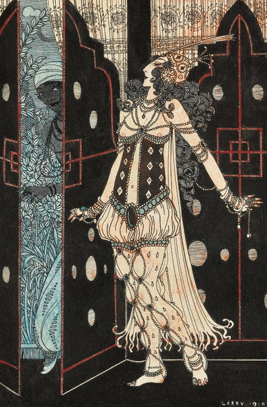 Ida Rubinstein And Vaslav Nijinsky In Scheherazade (1910) By George Barbier (PRT_10213) - Canvas Art Print - 13in X 20in