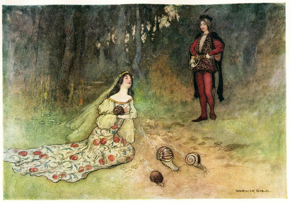 The Prince And Filadoro With The Snails (1911) By Warwick Goble (PRT_10244) - Canvas Art Print - 24in X 17in