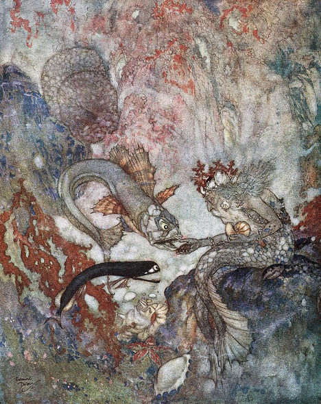 The Mermaid Pl 1 (1911) By Edmund Dulac (PRT_10238) - Canvas Art Print - 15in X 18in