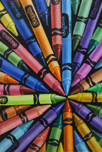 Crayons (ART_1304_60060) - Handpainted Art Painting - 8in X 12in