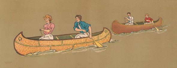 Canoeing (1900) By George Markendorff (PRT_10264) - Canvas Art Print - 62in X 24in