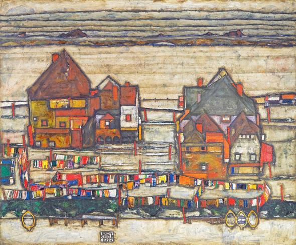 Houses With Laundry (Suburb II) (1914) By Egon Schiele (PRT_10310) - Canvas Art Print - 23in X 19in