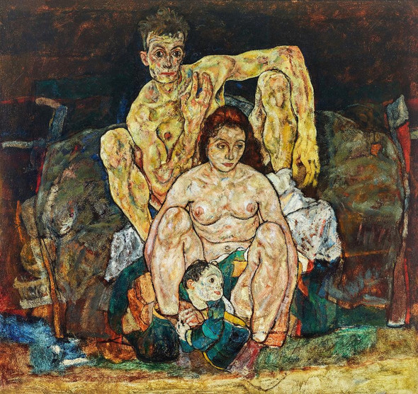 Kauerndes Menschenpaar (Die Familie) (1918) By Egon Schiele (PRT_10312) - Canvas Art Print - 21in X 20in