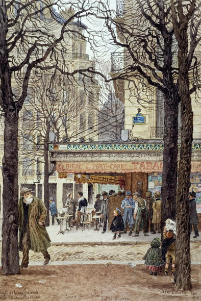 Corner Of Rue Gassendi And Avenue Du Maine (XIV¬∫ Paris) (1918) By Felix Brard (PRT_10360) - Canvas Art Print - 19in X 28in