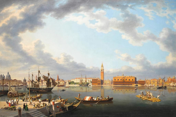 Venice, From San Giorgio Maggiore (1849) By Hubert Sattler (PRT_10390) - Canvas Art Print - 25in X 17in