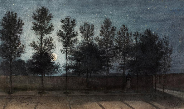 View Of Rue Lakanal In Gran Montrouge In 1889, Moon Effect (1889) By Felix Brard (PRT_10397) - Canvas Art Print - 32in X 19in
