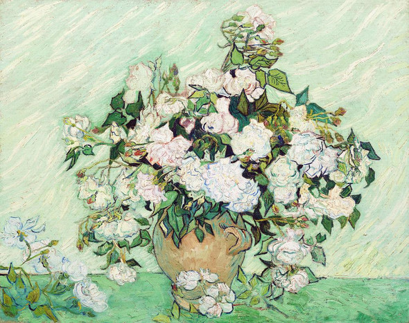 Roses (1890) By Vincent Van Gogh (PRT_10481) - Canvas Art Print - 23in X 18in