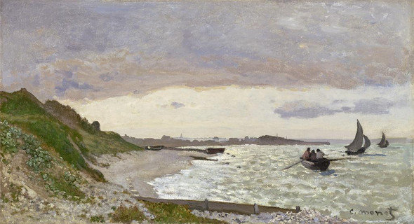 Claude Monet's The Seashore At Sainte Adresse (1864) (PRT_10491) - Canvas Art Print - 36in X 20in